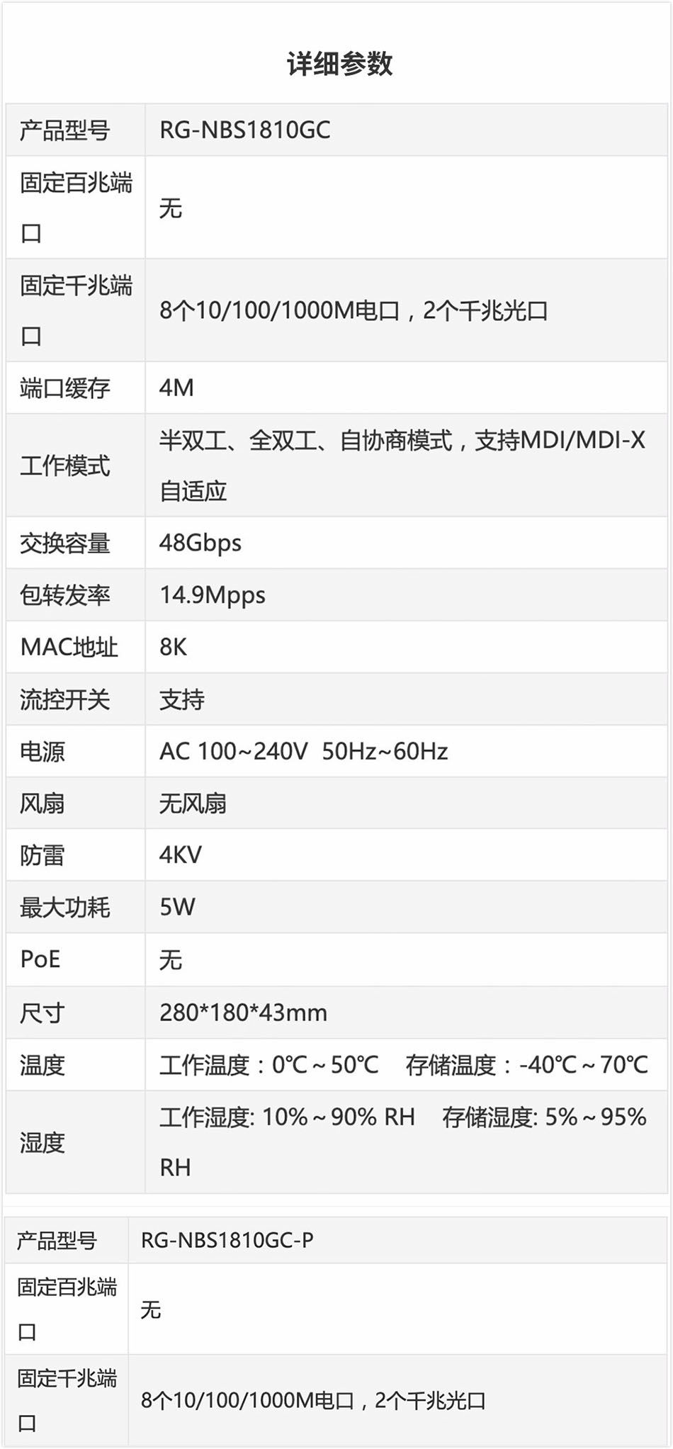 銳捷（Ruijie） RG-NBS1810GC 千兆安防交換機，8口千兆電口+2個千兆光口非網管型交換機 (圖4)
