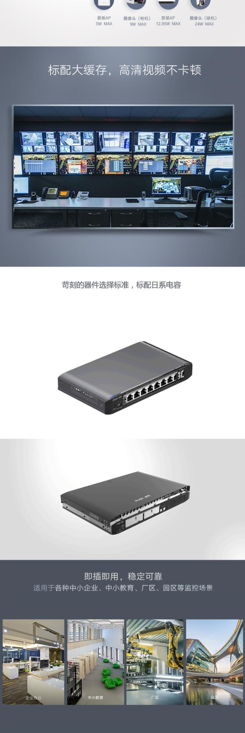 銳捷（Ruijie） RG-ES126G-P 24個10/100/1000M電口（PoE/PoE+），2個千兆光口，非網管型PoE交換機 (圖5)