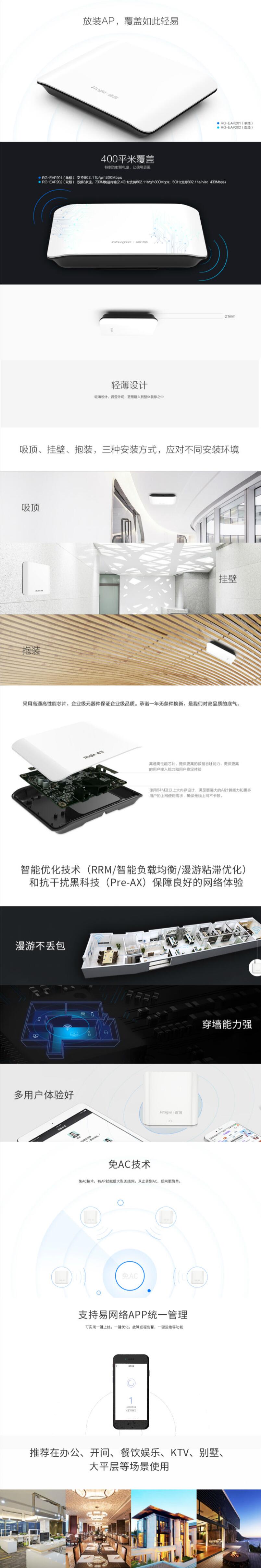 銳捷（Ruijie） RG-EAP201 室內單頻吸頂無線接入點(圖5)